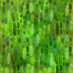 Scattered oval brushstroke dashes forest emerald lime pale mint vivid grass green background digitally printed blender quilting fabric Jason Yenter In The Beginning Fabrics