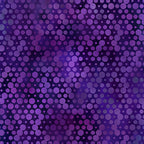 Packed tonal circles varying sizes violet lavender deep indigo dark purple background galaxy effect digitally printed blender quilting fabric Jason Yenter In The Beginning Fabrics