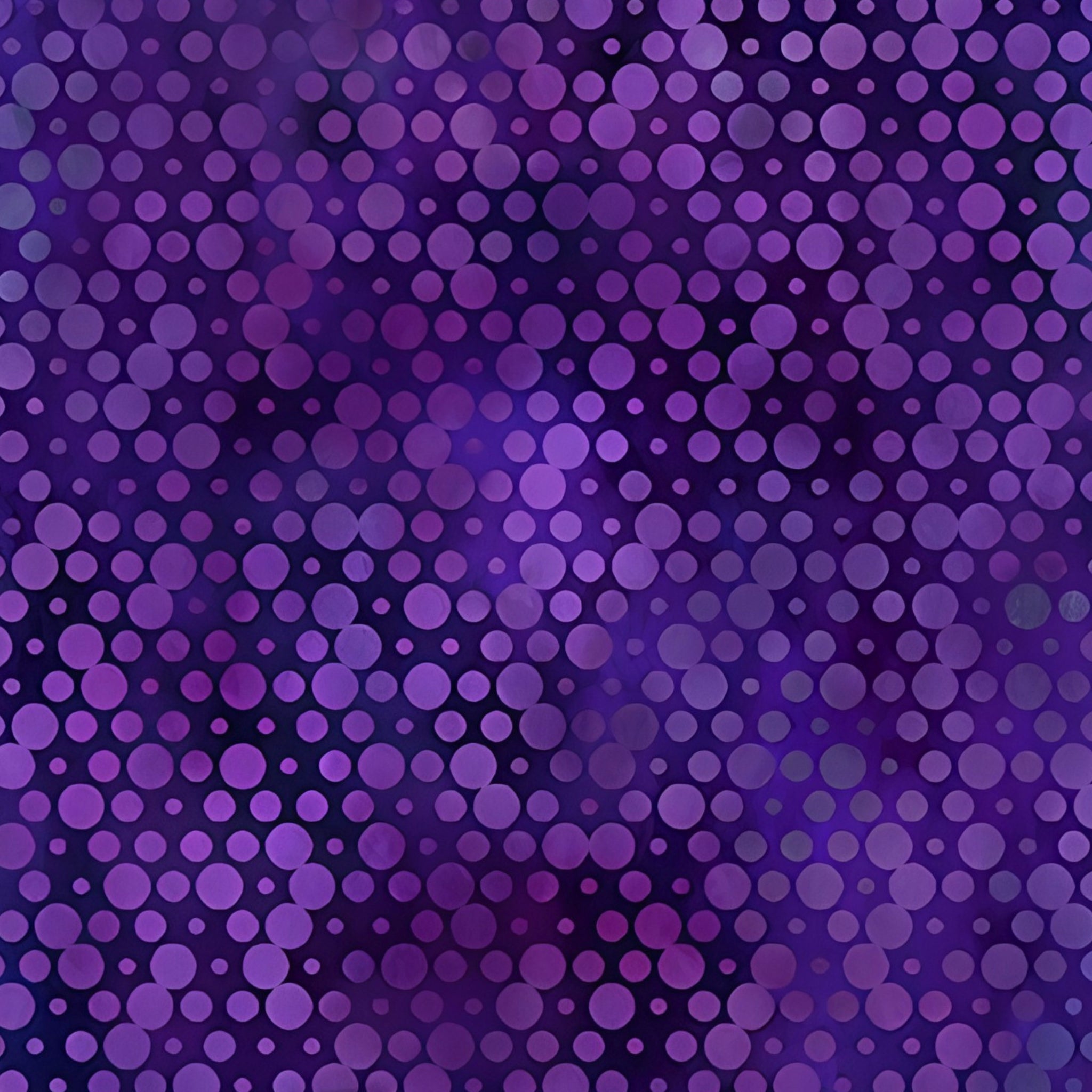 Packed tonal circles varying sizes violet lavender deep indigo dark purple background galaxy effect digitally printed blender quilting fabric Jason Yenter In The Beginning Fabrics