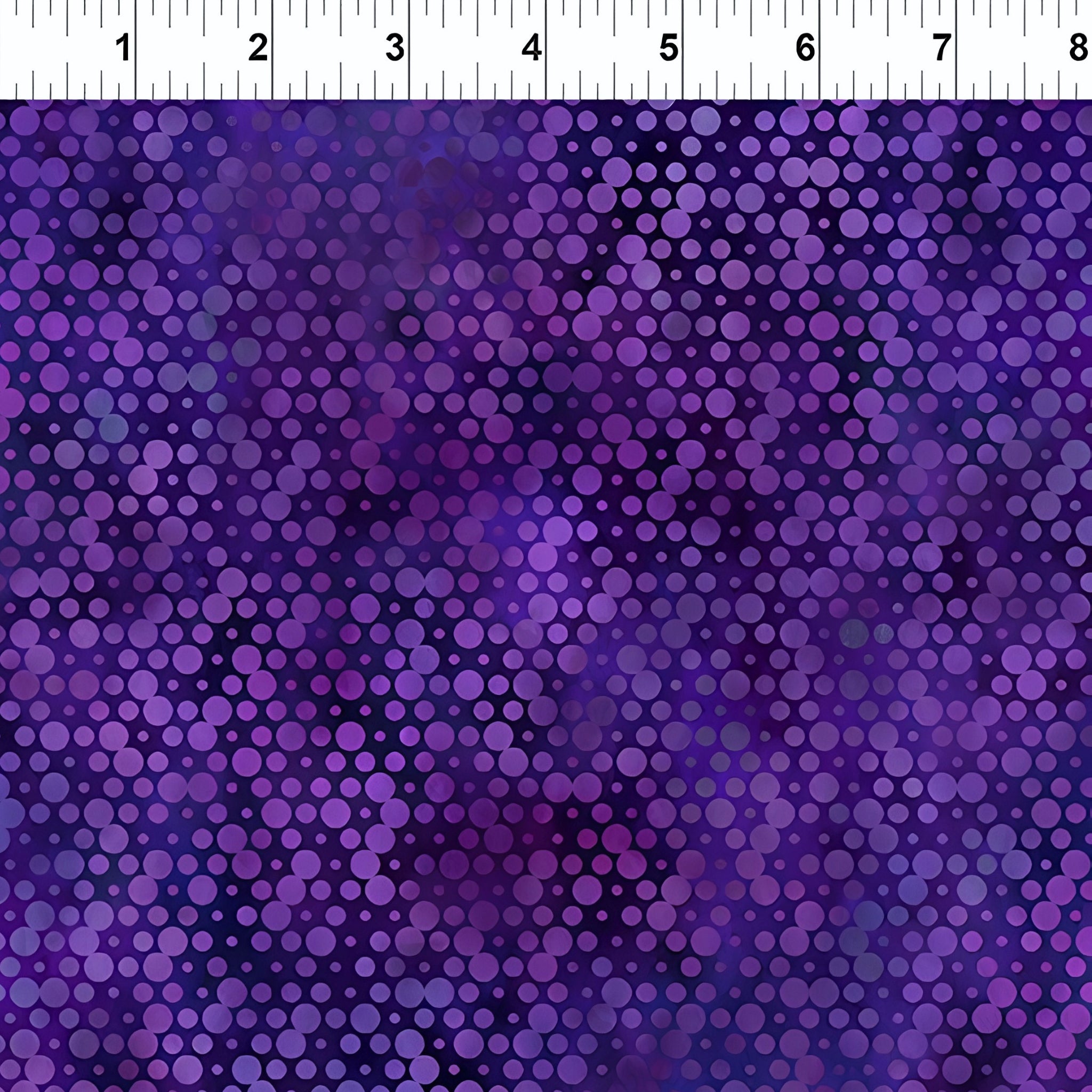 Packed tonal circles varying sizes violet lavender deep indigo dark purple background galaxy effect digitally printed blender quilting fabric Jason Yenter In The Beginning Fabrics