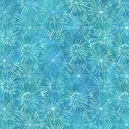 Packed dandelion burst shapes aqua mint teal blue watercolour wash tonal blender digitally printed quilting fabric Jason Yenter In The Beginning Fabrics