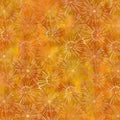 Packed dandelion burst shapes amber golden yellow peachy pink burnt orange gold watercolour wash tonal blender digitally printed quilting fabric Jason Yenter In The Beginning Fabrics