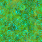Packed dandelion burst shapes aqua teal olive emerald green watercolour wash cobalt blue tonal blender digitally printed quilting fabric Jason Yenter In The Beginning Fabrics