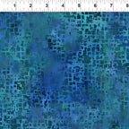 Scattered small squares rectangles cobalt teal deep blue-green watercolour wash geometric tonal blender digitally printed quilting fabric Jason Yenter In The Beginning Fabrics