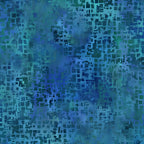 Scattered small squares rectangles cobalt teal deep blue-green watercolour wash geometric tonal blender digitally printed quilting fabric Jason Yenter In The Beginning Fabrics
