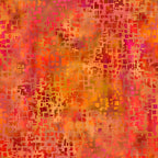Scattered small squares rectangles amber burnt orange magenta deep red fiery orange-red watercolour wash geometric tonal blender digitally printed quilting fabric Jason Yenter In The Beginning Fabrics
