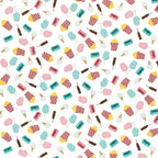 Cotton candy popcorn ice cream cones carnival tickets white novelty quilting fabric kids quilts summer patchwork projects
