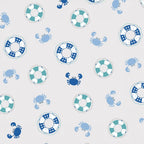 Patchwork life rings cute crabs blue teal grey novelty quilting fabric beach quilts kids coastal patchwork projects