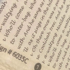 Waltzing Matilda lyrics sepia-brown script cream fabric for Australian-themed quilts and heritage patchwork projects