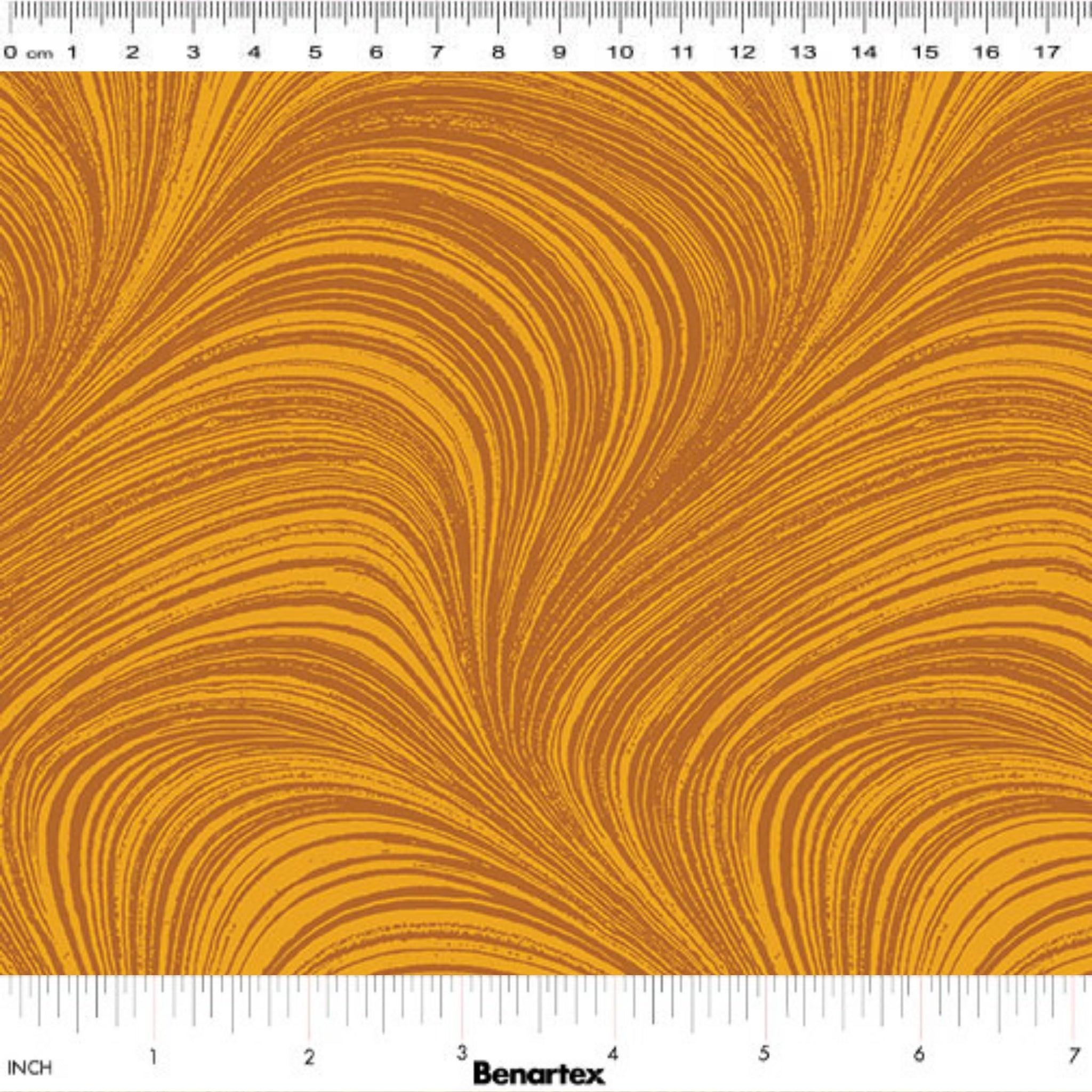 Tonal amber fabric with an all-over wave and brushstroke pattern, perfect as a quilt blender