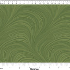 Tonal basil green fabric with an all-over wave and brushstroke pattern, perfect as a quilt blender