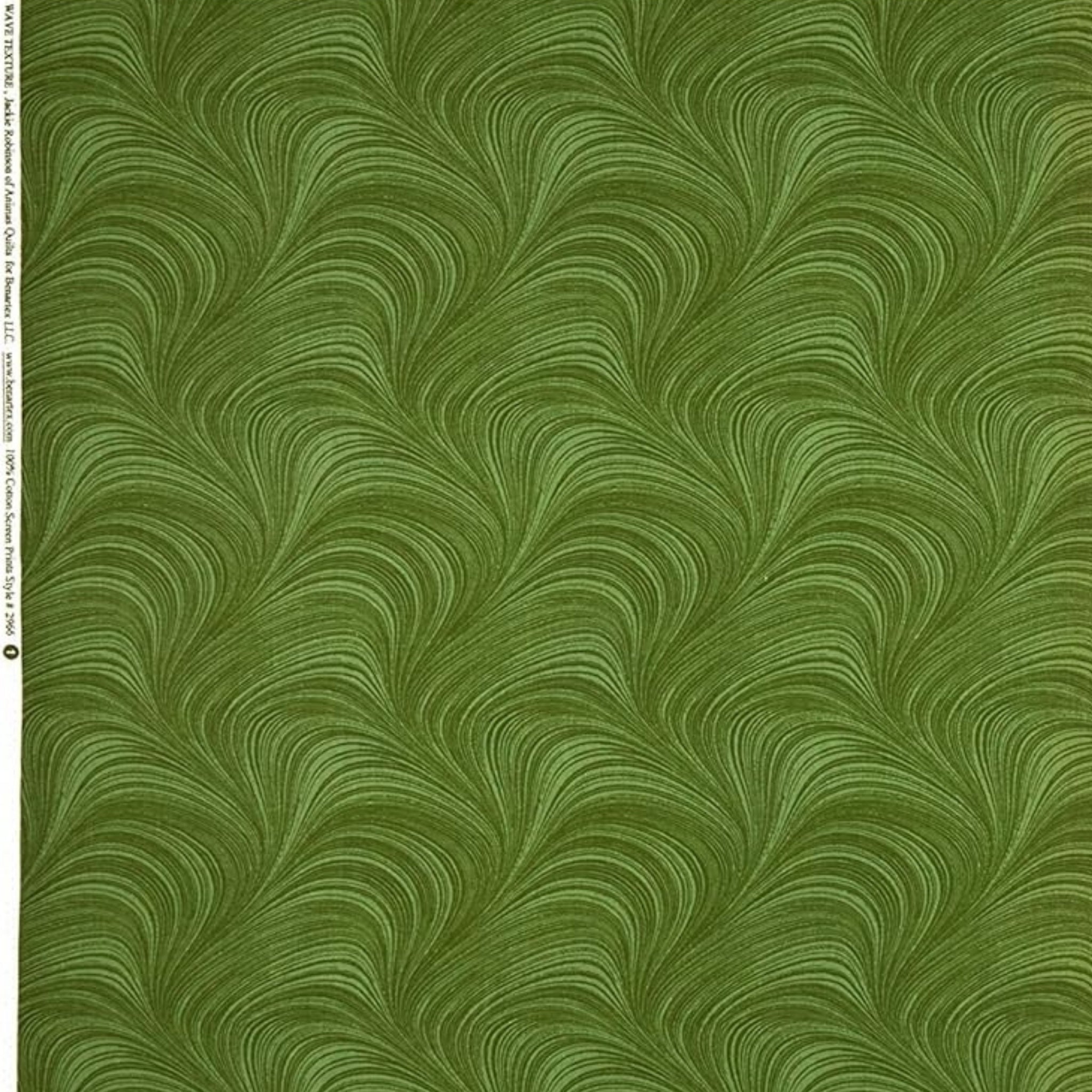 Tonal basil green fabric with an all-over wave and brushstroke pattern, perfect as a quilt blender