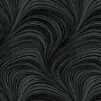 Tonal black fabric with an all-over wave and brushstroke pattern, perfect as a quilt blender