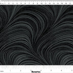 Tonal black fabric with an all-over wave and brushstroke pattern, perfect as a quilt blender