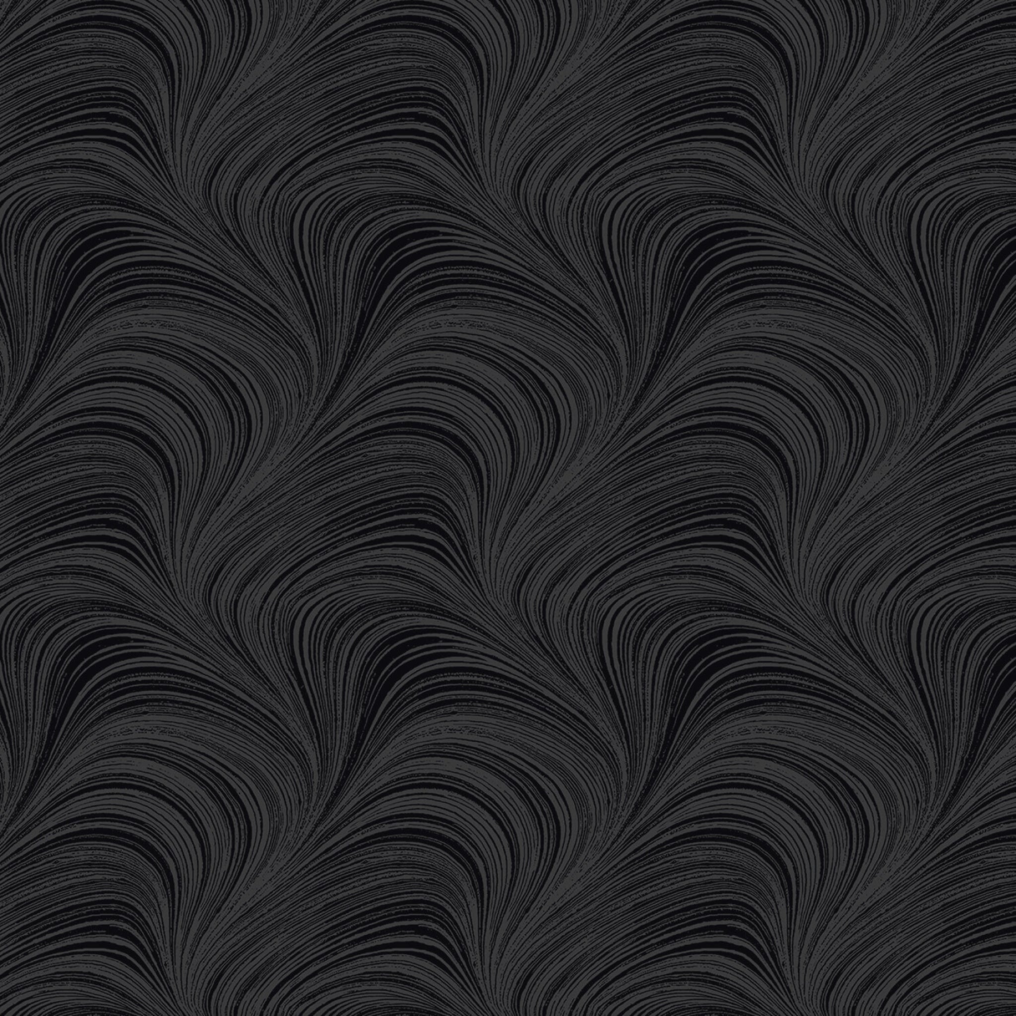 Tonal black fabric with an all-over wave and brushstroke pattern, perfect as a quilt blender