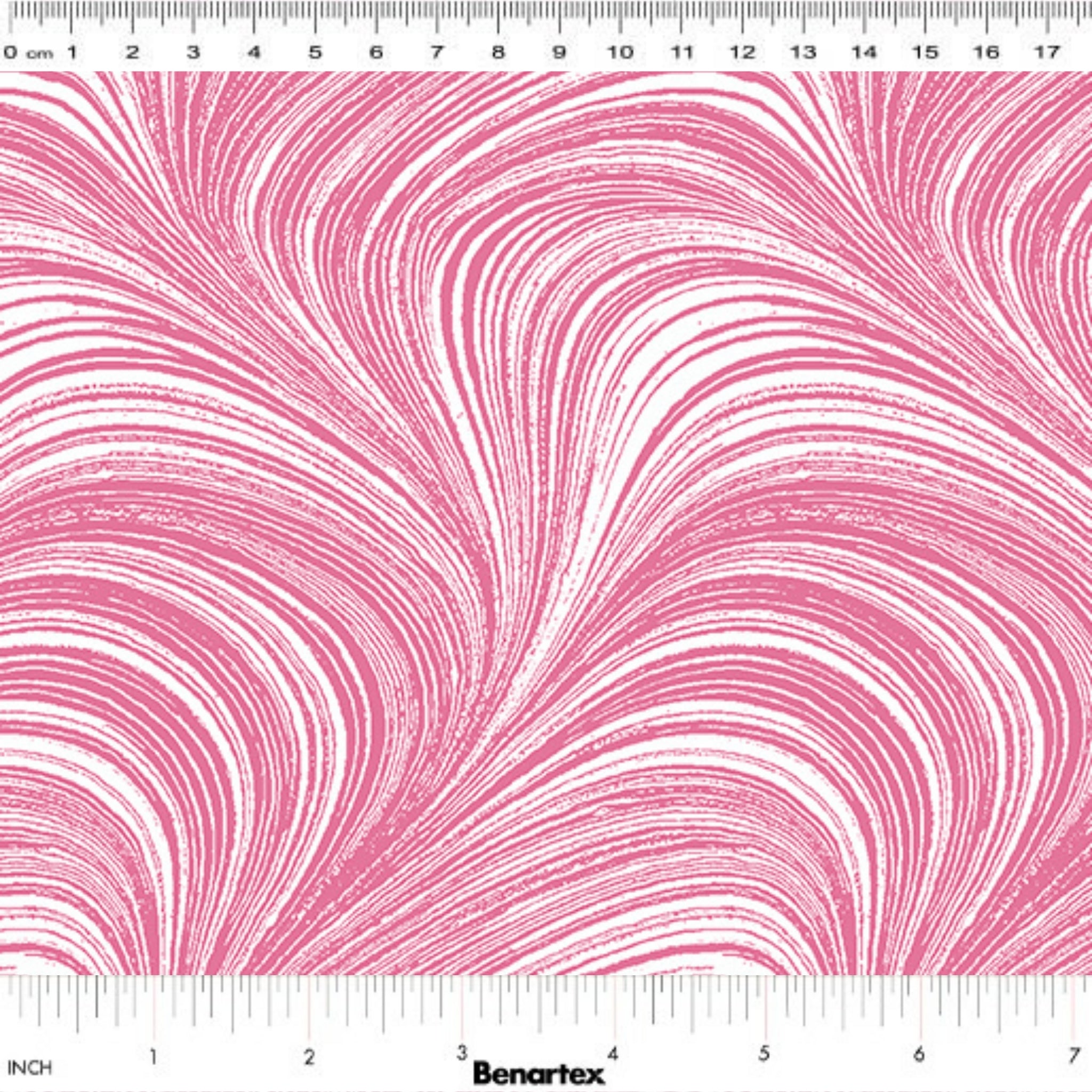 Pearlescent cherry red fabric with an all-over wave and brushstroke pattern, perfect as a blender