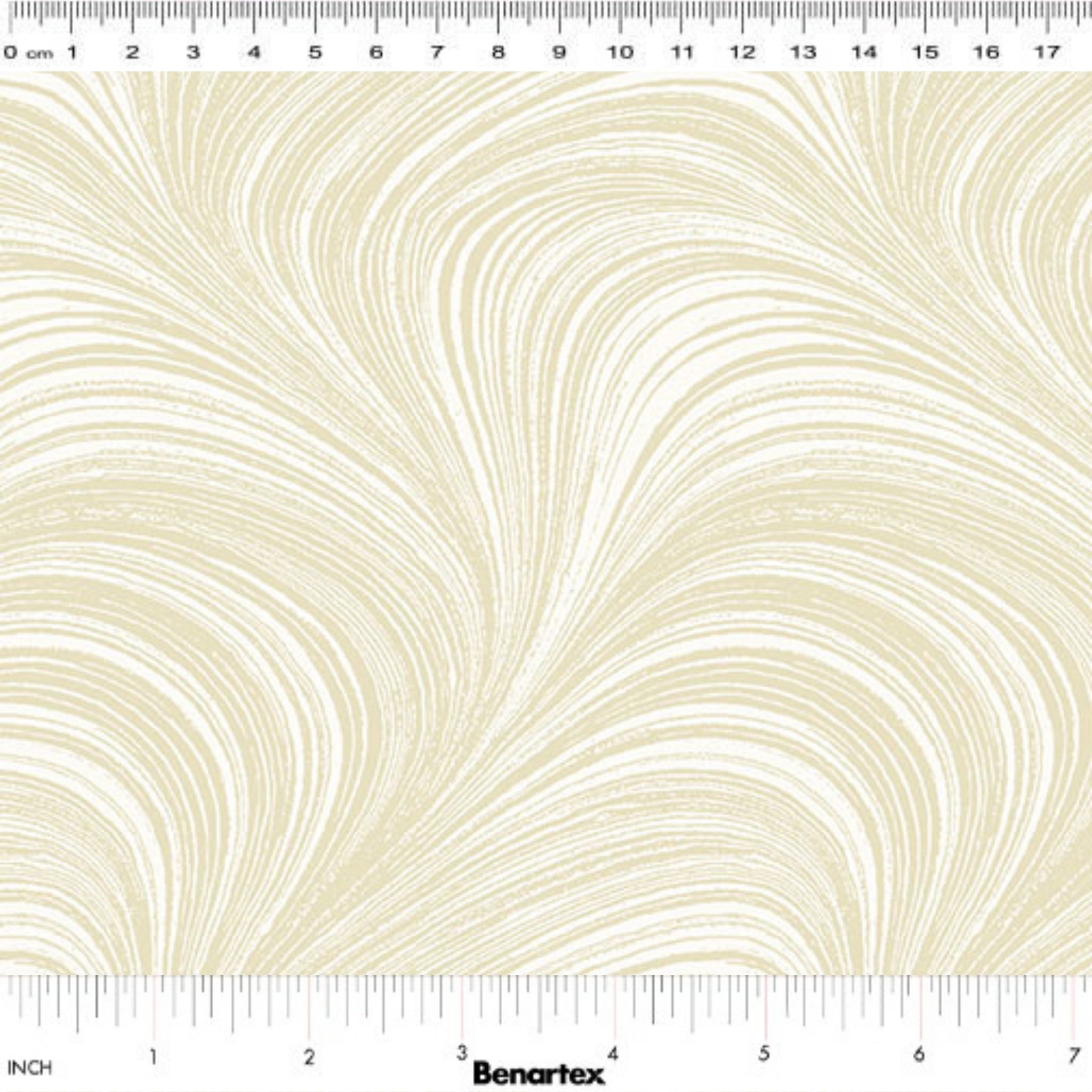 Tonal cream fabric with an all-over wave and brushstroke pattern, perfect as a quilt blender