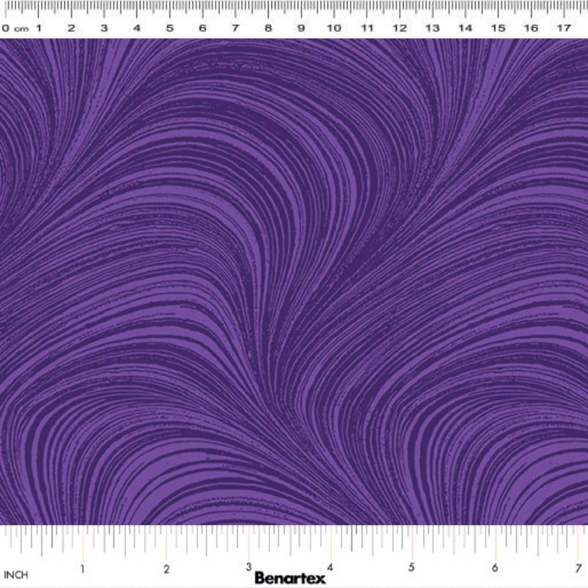 Tonal grape purple fabric with an all-over wave and brushstroke pattern, perfect as a quilt blender
