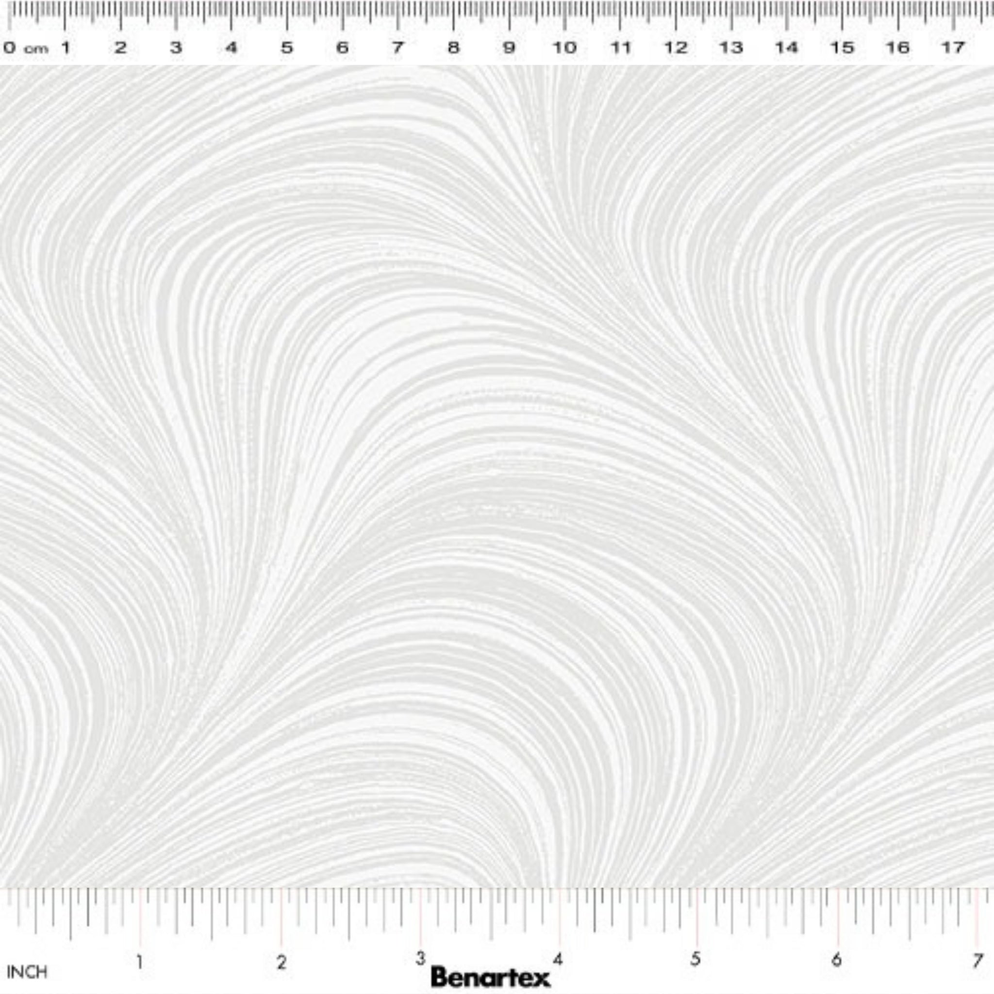Tonal light grey fabric with an all-over wave and brushstroke pattern, perfect as a quilt blender