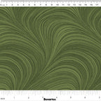 Tonal medium green fabric with an all-over wave and brushstroke pattern, perfect as a quilt blender
