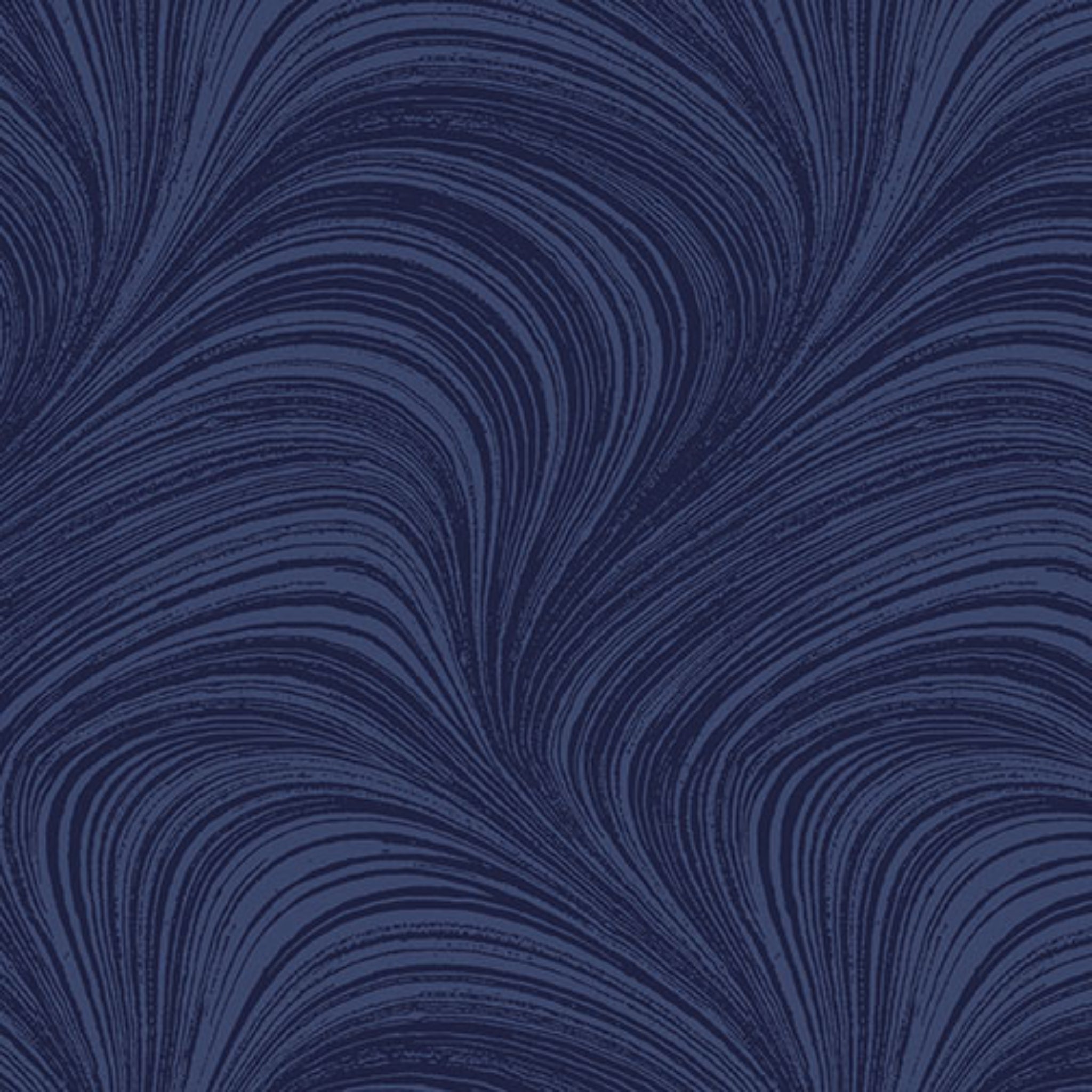 Tonal navy blue fabric with an all-over wave and brushstroke pattern, perfect as a quilt blender