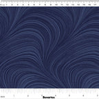 Tonal navy blue fabric with an all-over wave and brushstroke pattern, perfect as a quilt blender