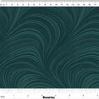 Tonal teal green fabric with an all-over wave and brushstroke pattern, perfect as a quilt blender