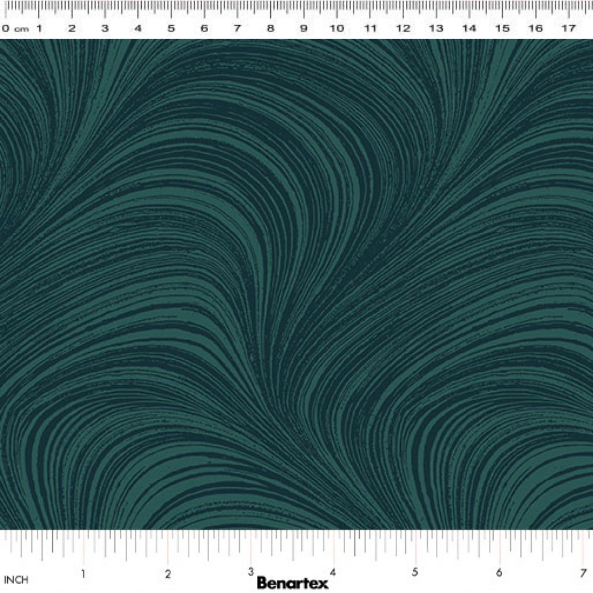 Tonal teal green fabric with an all-over wave and brushstroke pattern, perfect as a quilt blender
