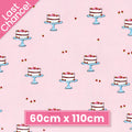Novelty strawberry layer cake cake stand pink fabric for children's quilts kitchen aprons and baking gifts