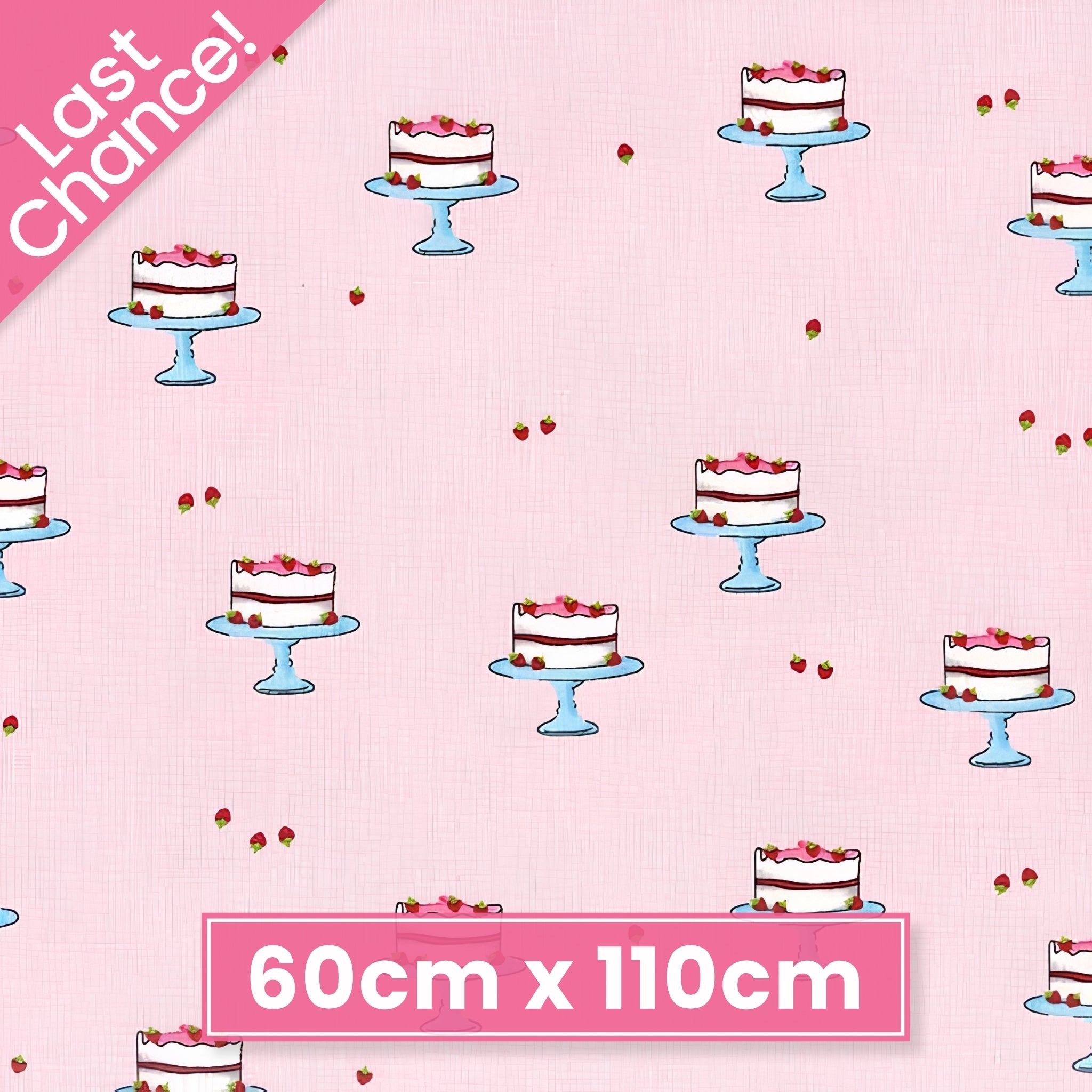 Novelty strawberry layer cake cake stand pink fabric for children's quilts kitchen aprons and baking gifts
