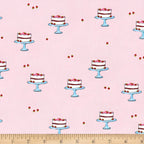 Novelty strawberry layer cake cake stand pink fabric for children's quilts kitchen aprons and baking gifts
