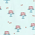 Novelty strawberry layer cake cake stand sky blue fabric for children's quilts kitchen aprons and baking gifts