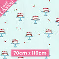 Novelty strawberry layer cake cake stand sky blue fabric for children's quilts kitchen aprons and baking gifts