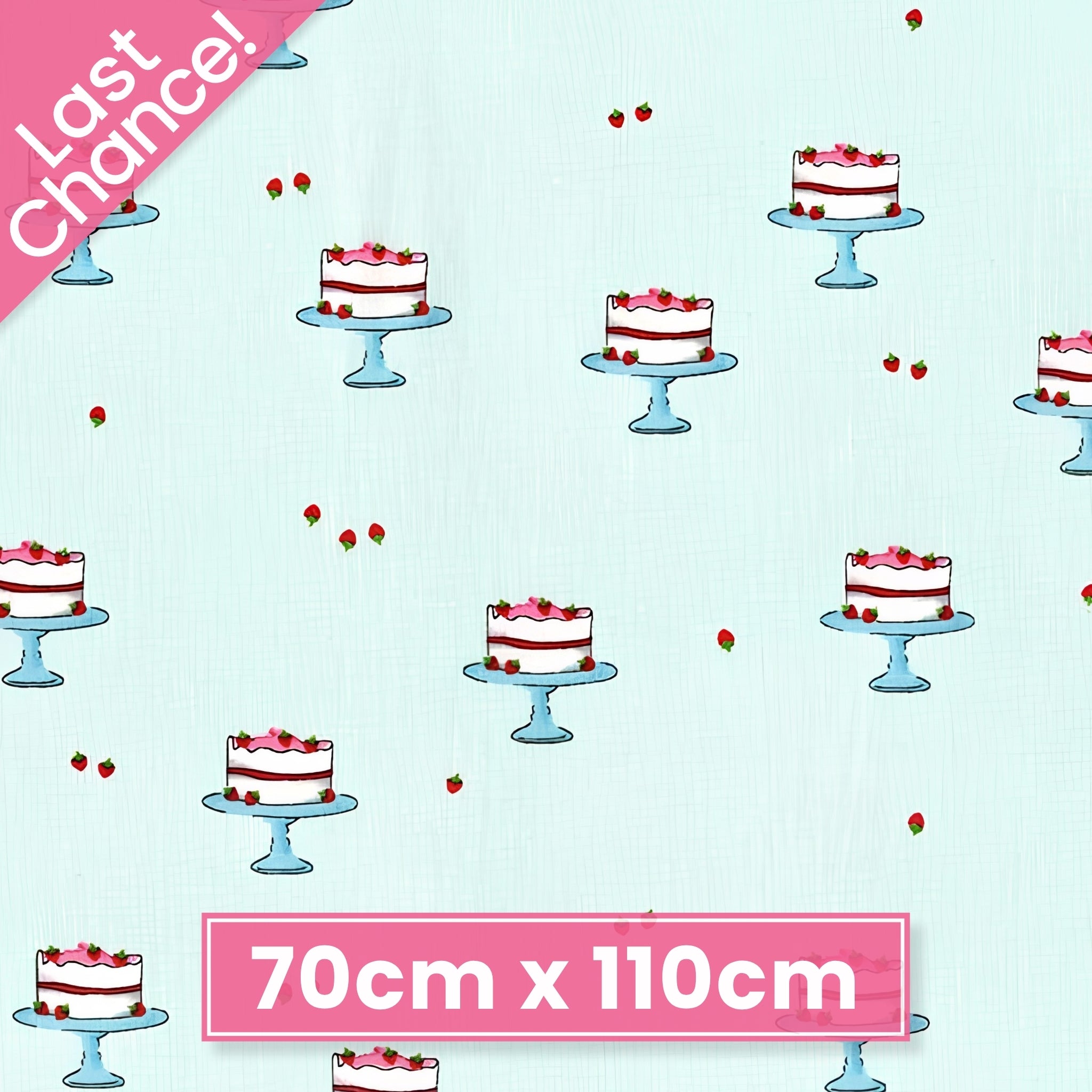 Novelty strawberry layer cake cake stand sky blue fabric for children's quilts kitchen aprons and baking gifts