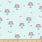 Novelty strawberry layer cake cake stand sky blue fabric for children's quilts kitchen aprons and baking gifts
