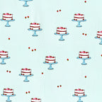 Novelty strawberry layer cake cake stand sky blue fabric for children's quilts kitchen aprons and baking gifts