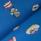 Novelty tabby cat milk bottle cake blue fabric for children's quilts kids bags and cat lover gifts