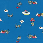 Novelty tabby cat milk bottle cake blue fabric for children's quilts kids bags and cat lover gifts