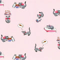 Novelty tabby cat milk bottle cake pink fabric for children's quilts kids bags and cat lover gifts
