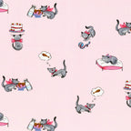 Novelty tabby cat milk bottle cake pink fabric for children's quilts kids bags and cat lover gifts