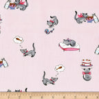 Novelty tabby cat milk bottle cake pink fabric for children's quilts kids bags and cat lover gifts