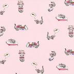 Novelty tabby cat milk bottle cake pink fabric for children's quilts kids bags and cat lover gifts