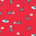 Novelty tabby cat milk bottle cake strawberry red fabric for children's quilts kids bags and cat lover gifts