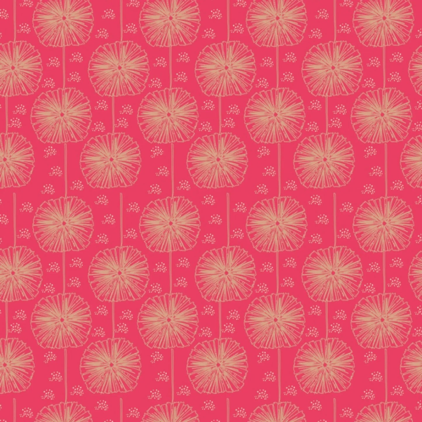 Wild Australia Dandelion Flowers Pink - Amanda Joy KK Fabrics - Three Wishes Patchwork Fabric