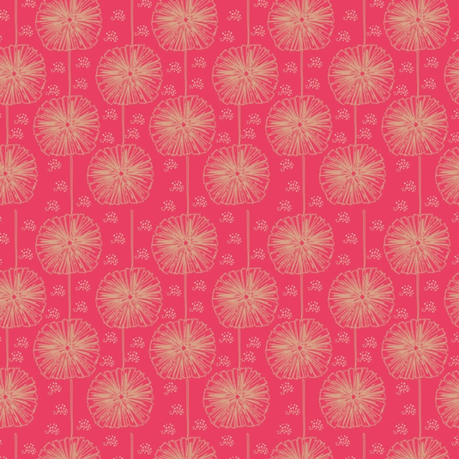 Wild Australia Dandelion Flowers Pink - Amanda Joy KK Fabrics - Three Wishes Patchwork Fabric