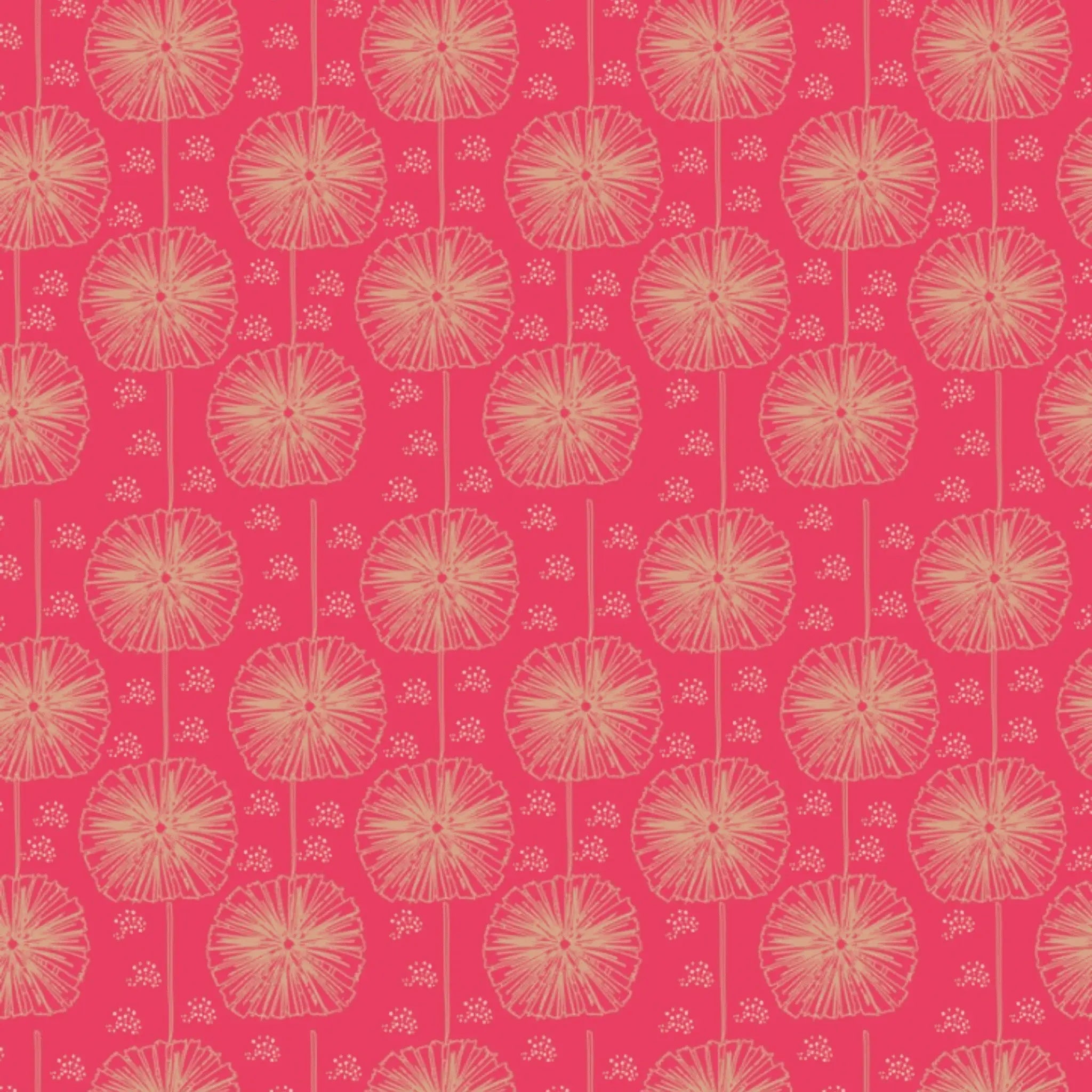 Wild Australia Dandelion Flowers Pink - Amanda Joy KK Fabrics - Three Wishes Patchwork Fabric