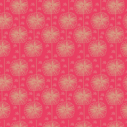 Wild Australia Dandelion Flowers Pink - Amanda Joy KK Fabrics - Three Wishes Patchwork Fabric