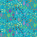 Great Barrier Reef tropical fish clownfish angelfish coral reef turquoise fabric for ocean-themed quilts and patchwork projects