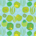 Tropical frogs lily pads green yellow blue fabric for Australian wildlife quilts and children's patchwork projects