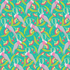 Pink grey galahs eucalyptus flowering gum aqua turquoise fabric for Australian native bird quilts and patchwork projects